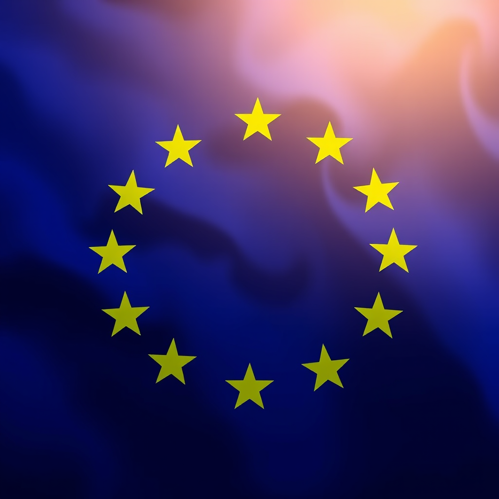European Union flag with digital network overlay showing interconnected nodes representing the new Digital Services Act regulations affecting online platforms and subscription services across member states
